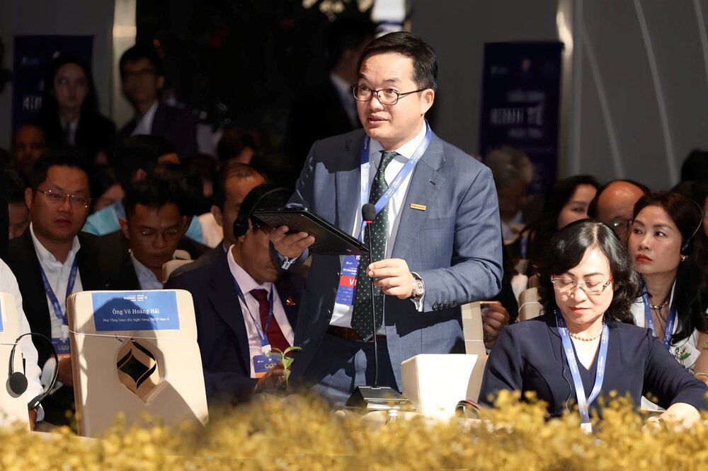 Ong Vo Hoang Hai – Pho Tong giam doc Nam A Bank phat bieu tai chuong trinh. Ảnh: Nam A Bank