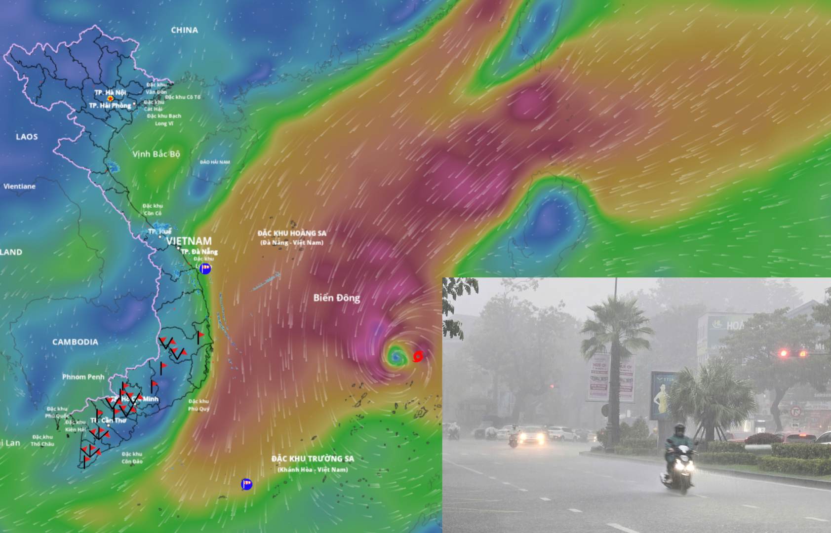 台風15号の影響で、雨のシナリオは依然として異なると予測されています。11月26日午後7時の台風の位置情報:ベトナム自然災害監視システム