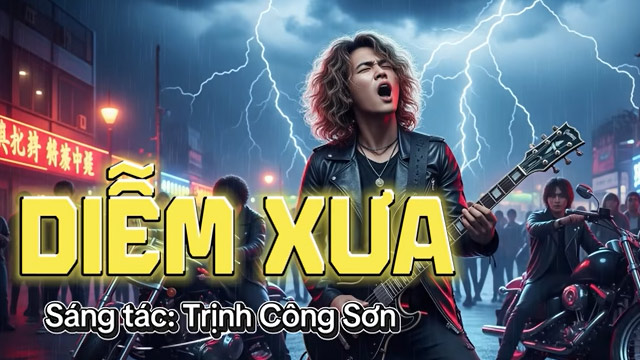 AIがロックスタイルのTrinhの音楽を歌う。ビデオの切り抜き写真。