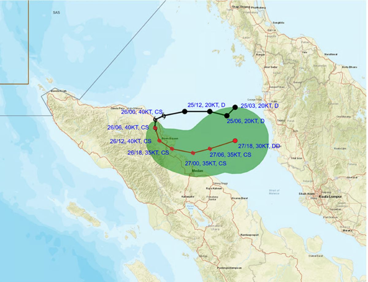 Du bao duong di cua bao Senyar. Anh: IDM