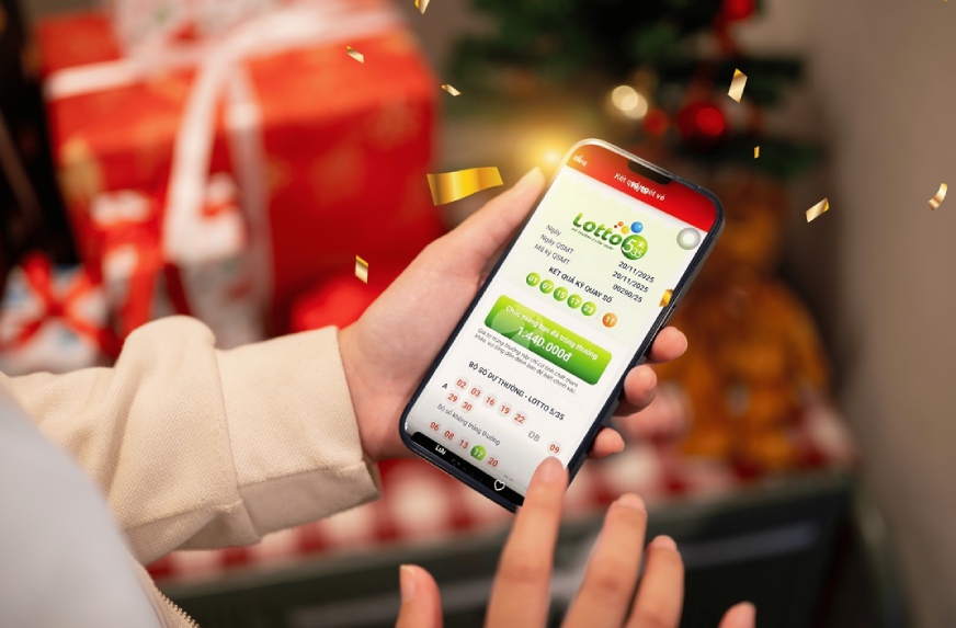 Man hinh hien thi ve trung thuong cua nguoi choi Lotto 5/35. Anh: DNCC