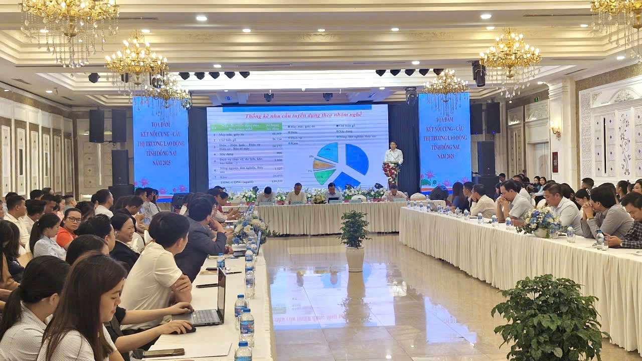 So Noi vu tinh Dong Nai phoi hop voi cac don vi to chuc toa dam ket noi cung cau thi truong lao dong. Anh: HAC