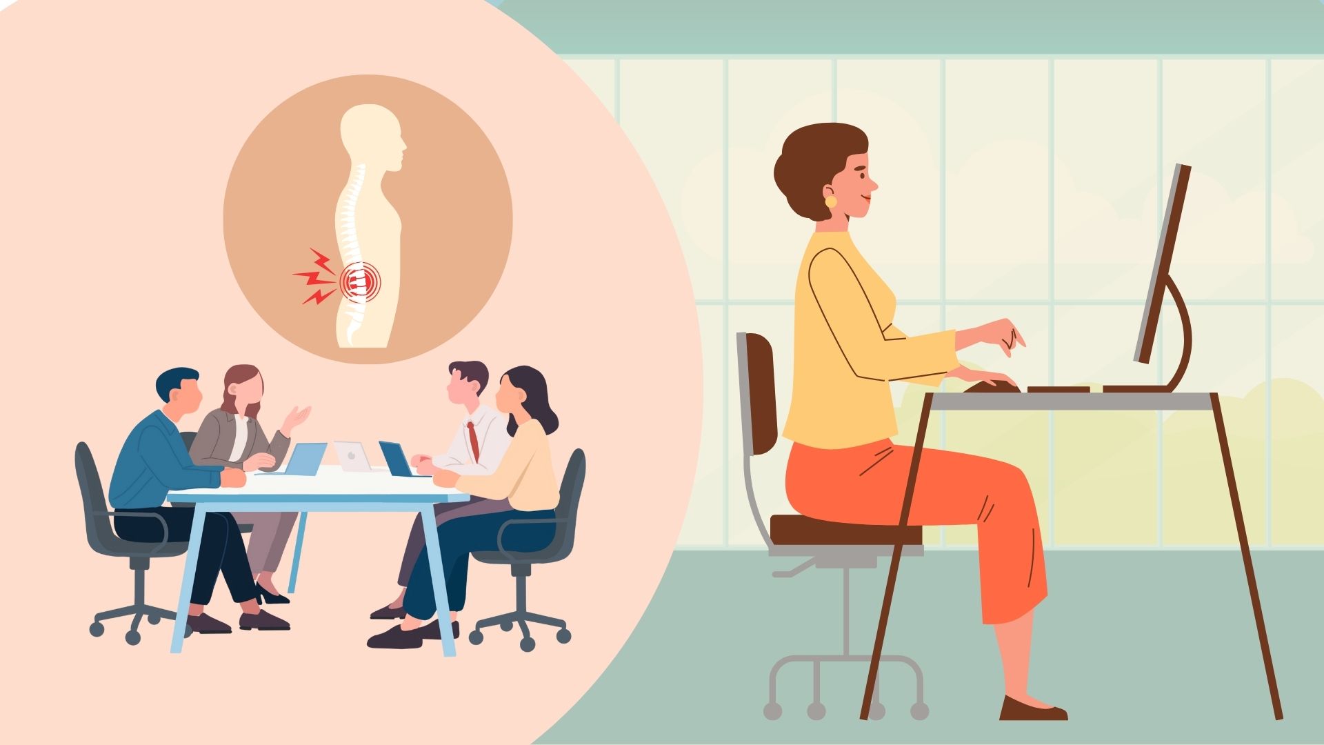 オフィスワーカーのための脊椎保護の5つのヒント