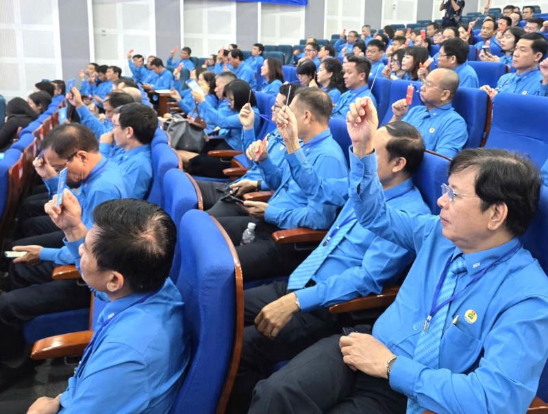 Dai hoi bieu quyet thong qua mot so nhiem vu trong nhiem ky 2025 - 2030. Anh: Nam Duong