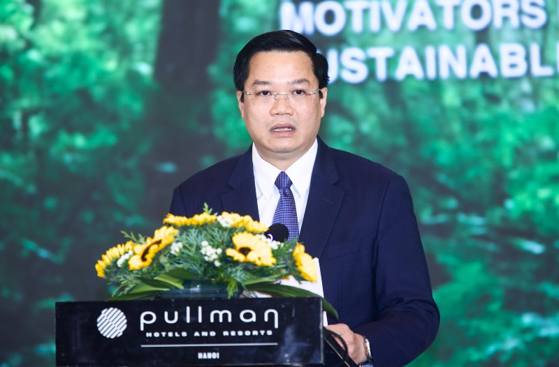 Thu truong Bo Tai chinh Nguyen Duc Tam phat bieu tai Hoi thao “Dong luc cho ky nguyen ben vung” do Bao Tai chinh - Dau tu to chuc ngay 27.11. Anh: BTC.