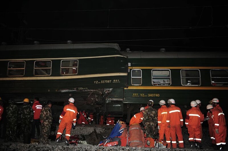A train accident in China. Photo: Xinhua