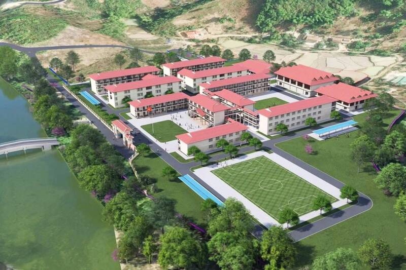 Phoi canh du an Truong noi tru lien cap Tieu hoc - Trung hoc co so xa Muong Leo. Anh: Nhat Minh