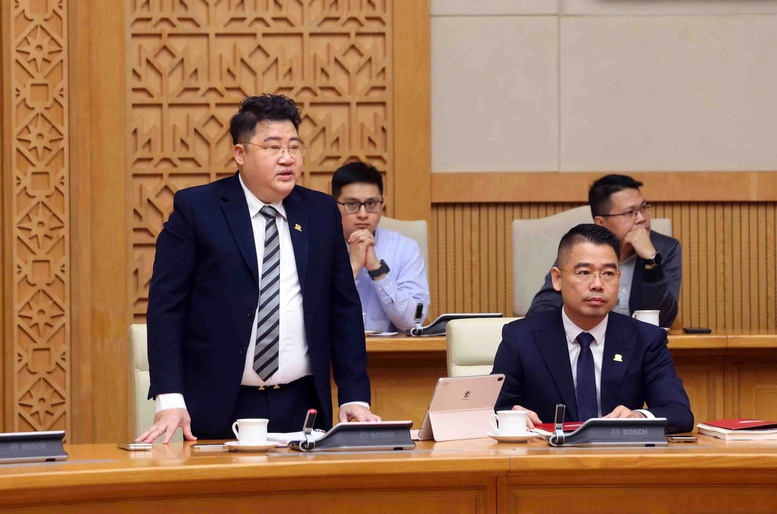 Ong Nguyen Nam Thieu, Chu tich Hoi dong quan tri Cong ty co phan Tap doan Discovery phat bieu tai cuoc hop - Anh: VGP/Nguyen Hoang