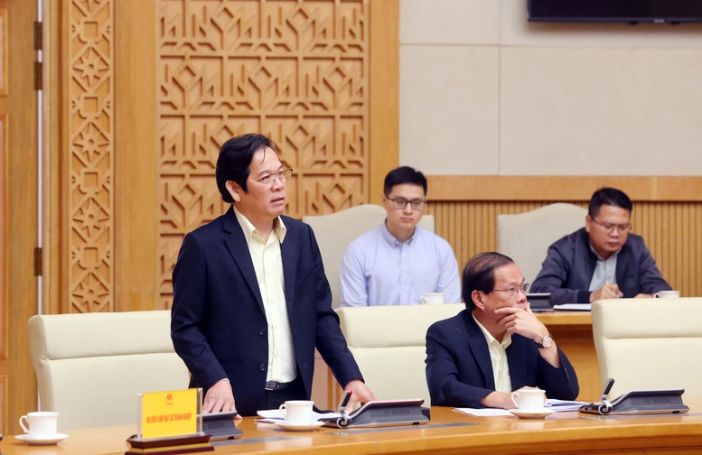 Tong Giam doc Cong ty co phan Tap doan Truong Hai Nguyen Hoang Tue phat bieu tai cuoc hop - Anh: VGP/Nguyen Hoang