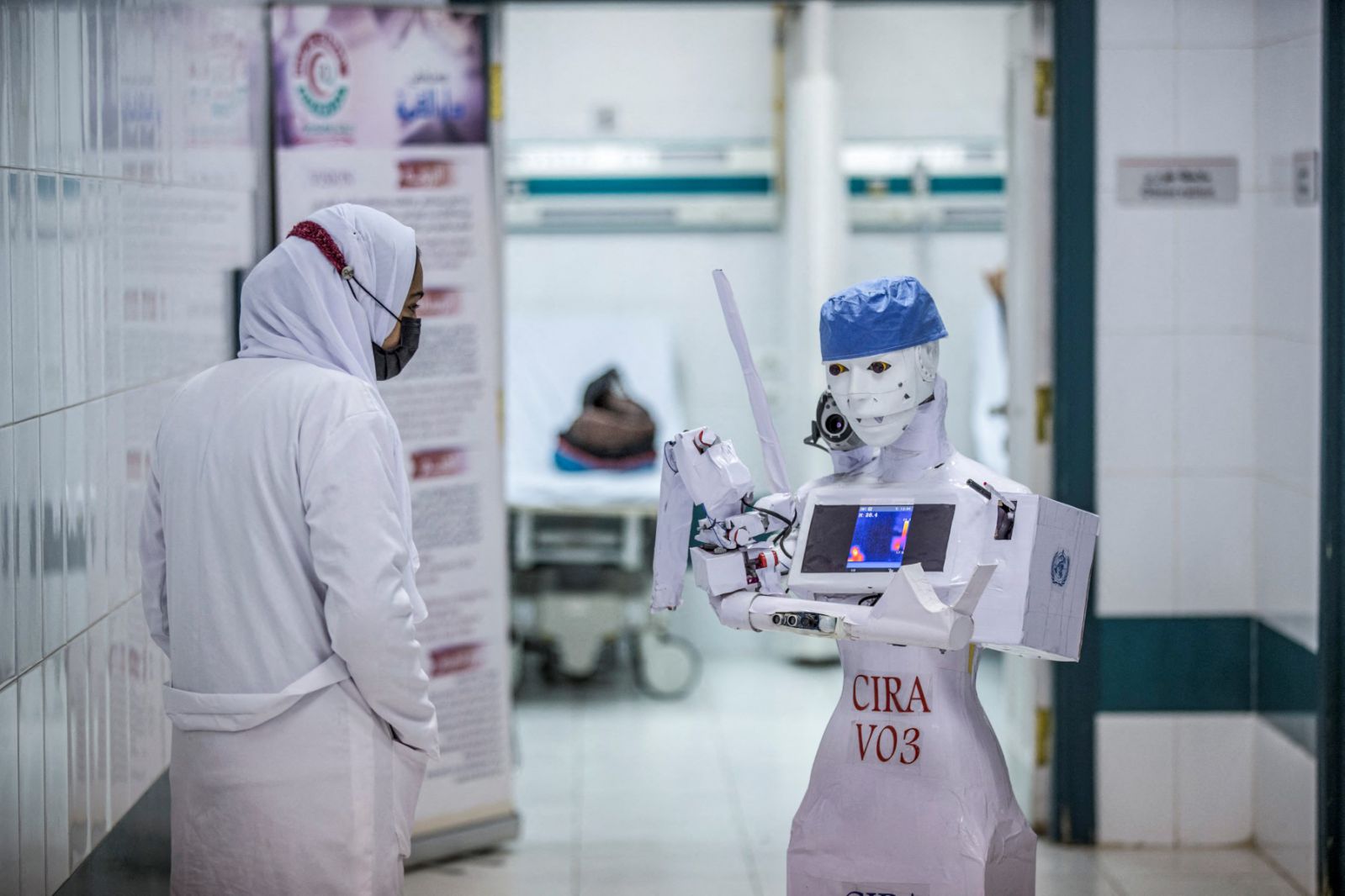 The virtual assistant - CIRA-03 Robot is used in Egypt to support doctors and nurses during the COVID-19 pandemic. Photo: AFP