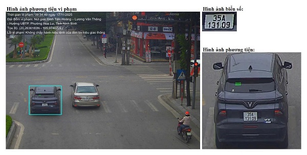 The owner was fined for running a red light. Photo: Ninh Binh Traffic Police Department