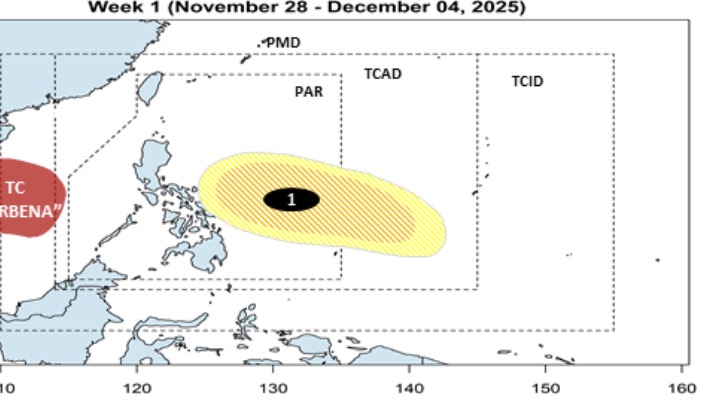 台風15号の直後の東シナ海付近の低気圧は、台風に発達し、東シナ海に入る可能性があると予測されています。写真:PAGASA