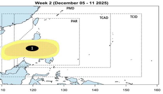 Du bao ap thap manh len thanh bao o muc thap den trung binh va di vao Bien Dong tu ngay 5-11.12. Anh: PAGASA