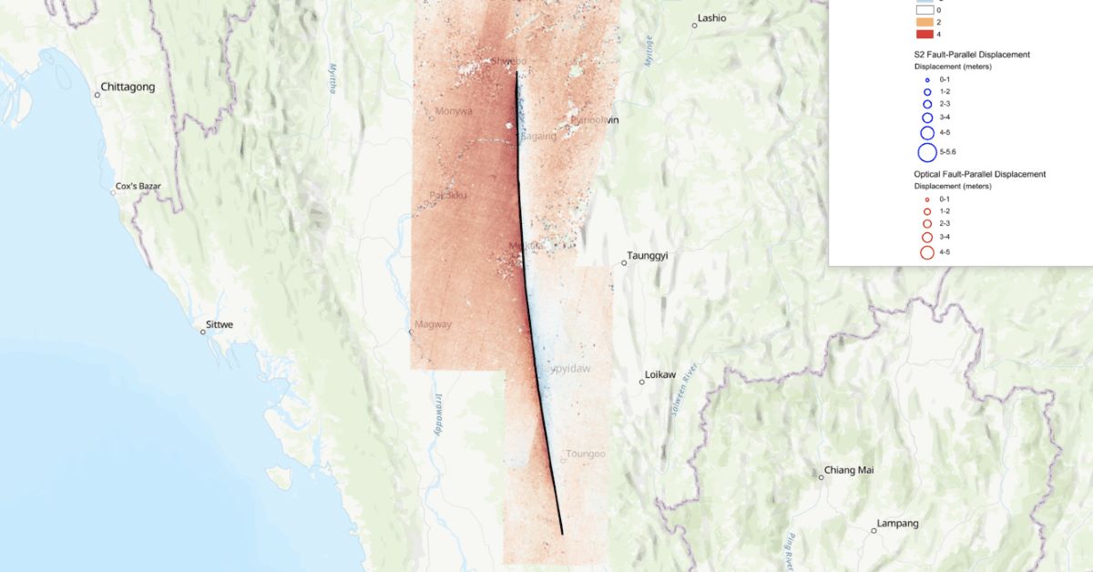 Ban do dut gay trong tran dong dat Myanmar. Nguon: Public Domain/USGS