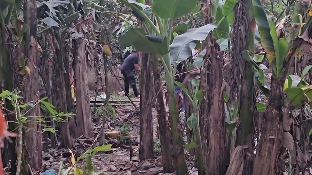 Escena del caso de una niña de 5 años que murio en un lago detras de una casa de alquiler en Ciudad Ho Chi Minh.