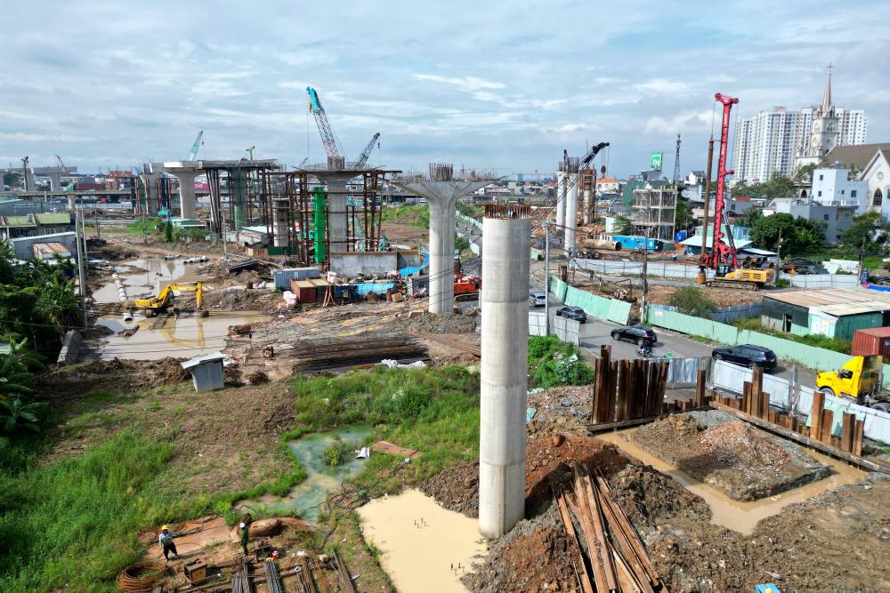 Cong trinh duoc thiet ke 3 tang giao thong 5 nhanh cau vuot, la nut giao co muc do ky thuat phuc tap nhat toan tuyen Vanh dai 3. Ảnh: Tu Anh