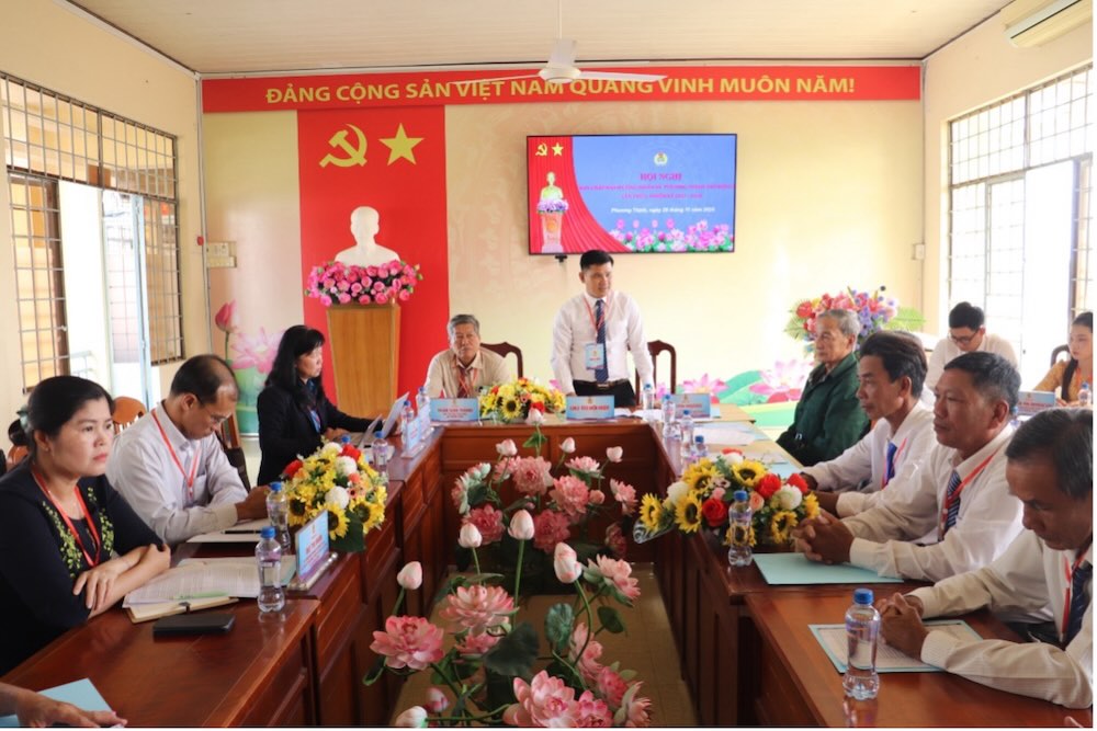 Quang canh Hoi nghi Ban Chap hanh (mo rong) Cong doan xa Phuong Thinh lan thu I, nhiem ky 2025–2030. Anh: Luu Hung.