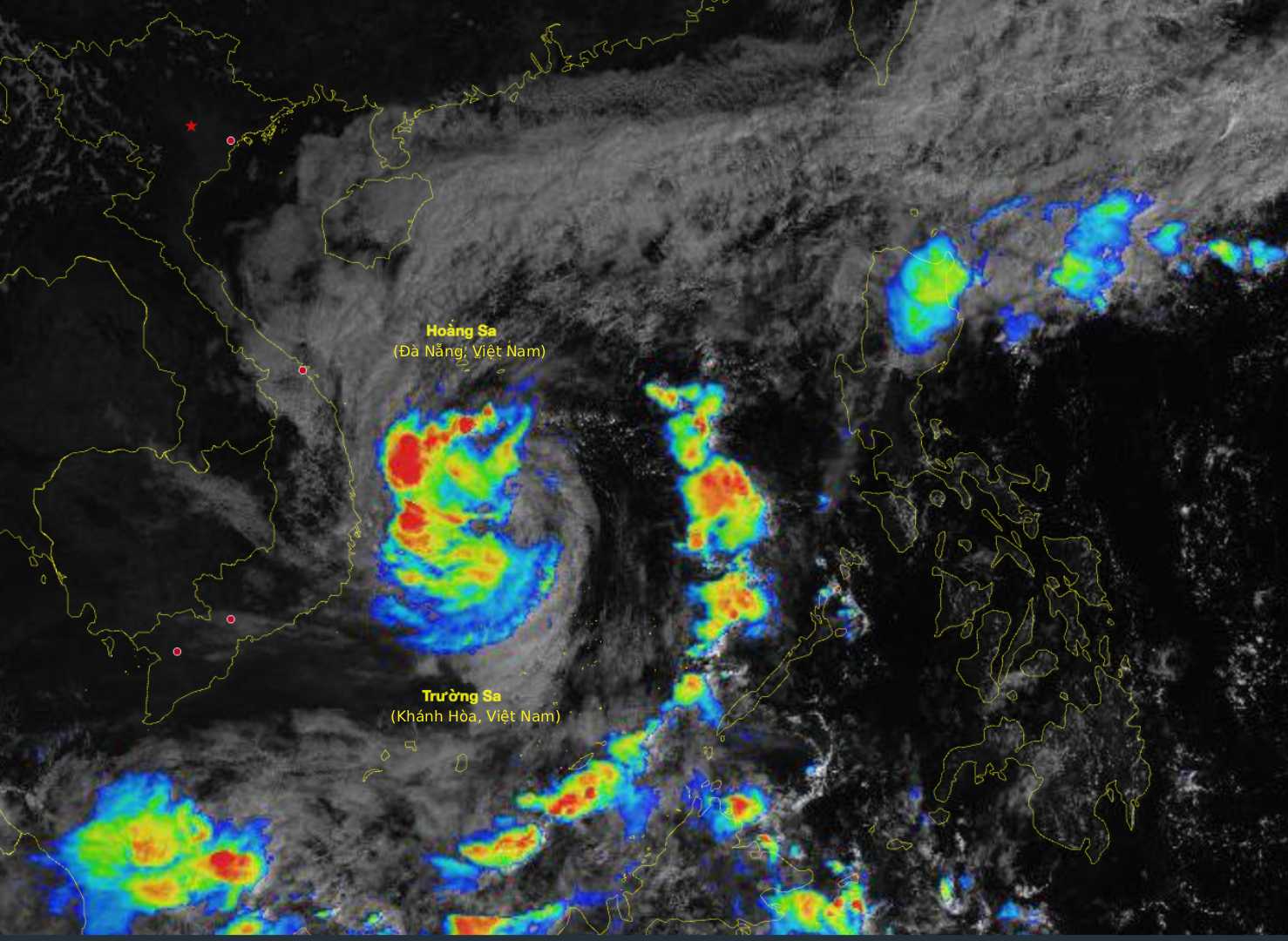 The tropical depression is active in the southern part of the East Sea and storm No. 15 in the middle of the East Sea. Satellite cloud image at 8:30 a.m. on November 29: National Center for Hydro-Meteorological Network