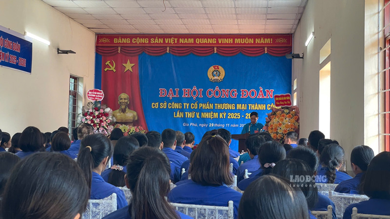 Dai hoi dai bieu Cong doan Cong ty Co phan Thuong mai Thanh Cong lan thu V, nhiem ky 2025–2030. Anh: Dinh Dai