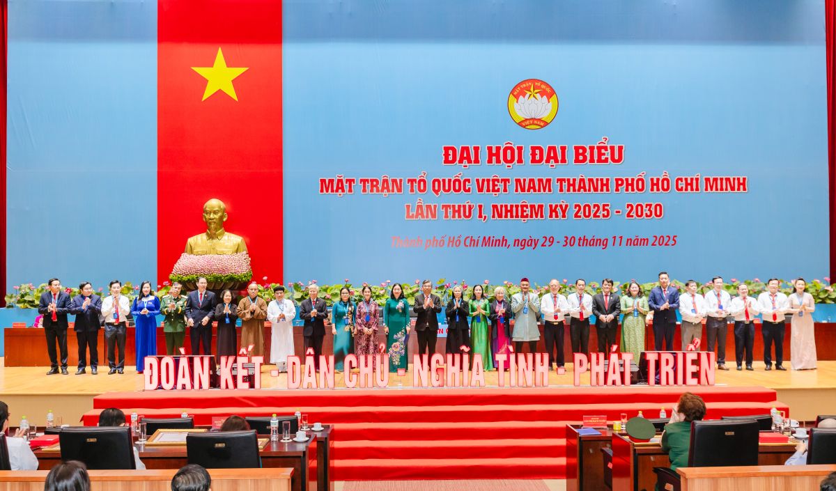 Doan dai bieu du Dai hoi dai bieu toan quoc MTTQ Viet Nam nhiem ky 2026 - 2031 ra mat Dai hoi. Anh: MTTQ TPHCM