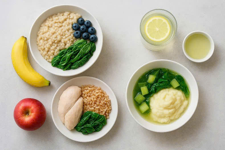 A low-purine diet helps reduce uric acid, supporting gout control. Graphics: Huong Giang