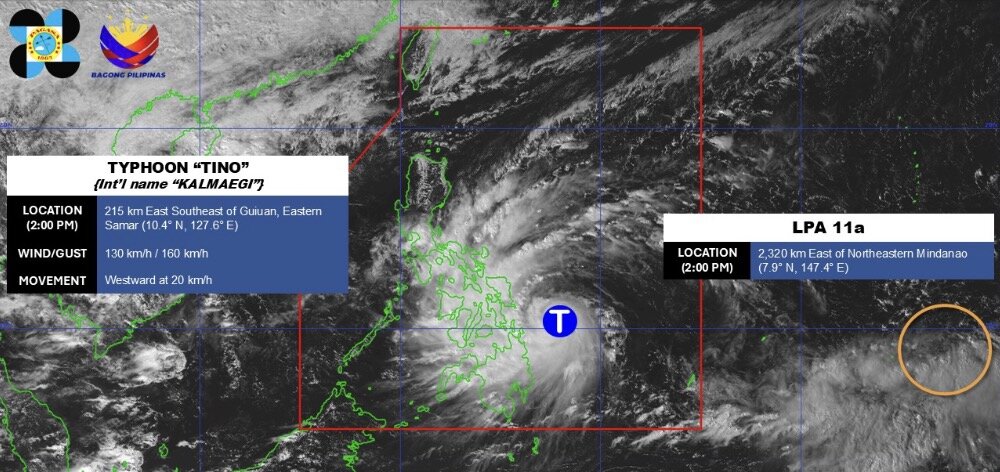 The new low pressure system appeared near the Philippines on the afternoon of November 3 while Typhoon Kalmaegi was preparing to make landfall. Photo: PAGASA