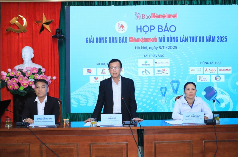 2025年ハノイモイモイオープン卓球トーナメントの記者会見。写真：組織委員会