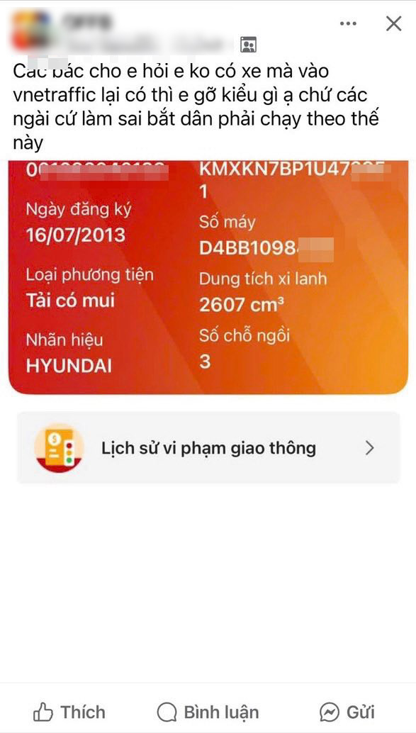 Thong tin phan anh tren mang xa hoi. Anh: Cuc CSGT