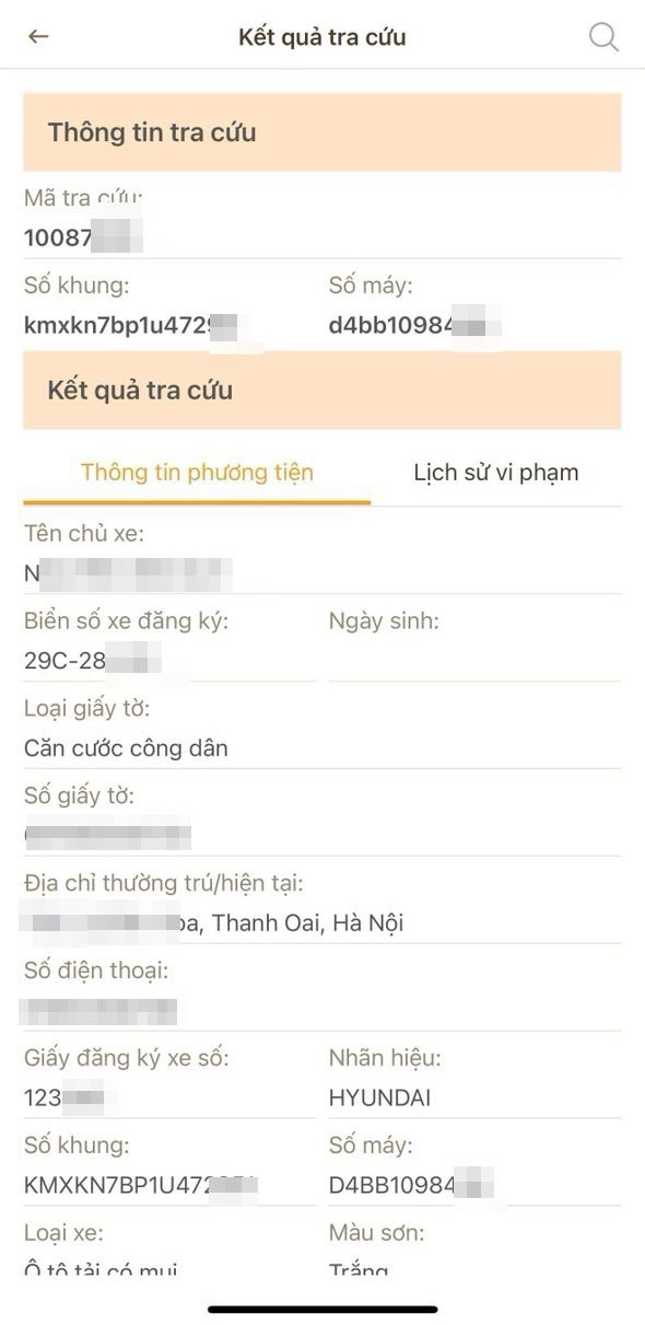 Ket qua kiem tra ho so goc. Anh: Cuc CSGT