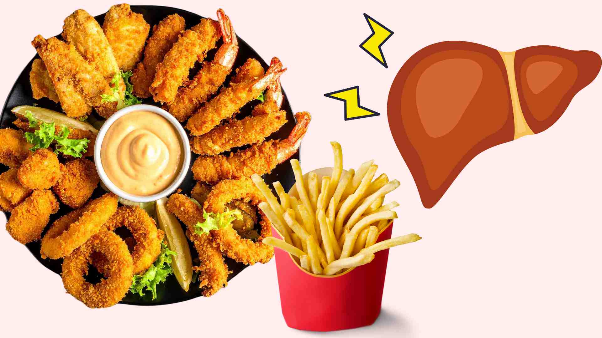 Eating too many fried foods can damage the liver. Graphics: Ha May