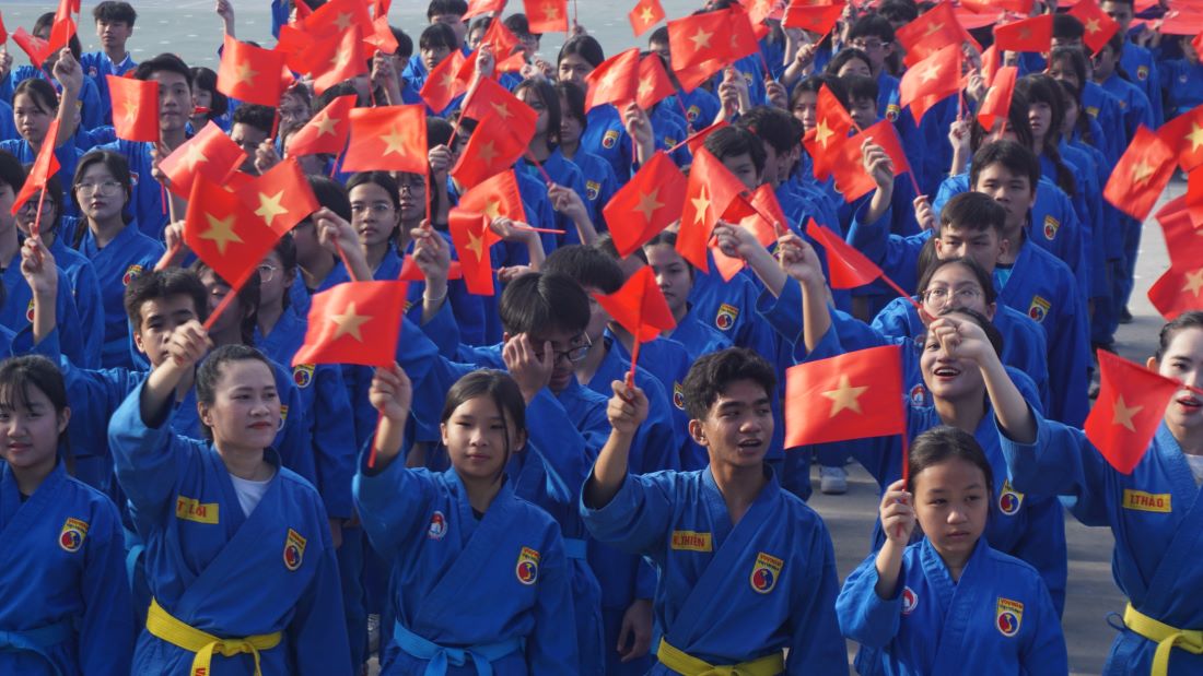 60.000 hoc sinh TPHCM tham gia dong dien vo nhac Vovinam. Anh: Anh Quynh 