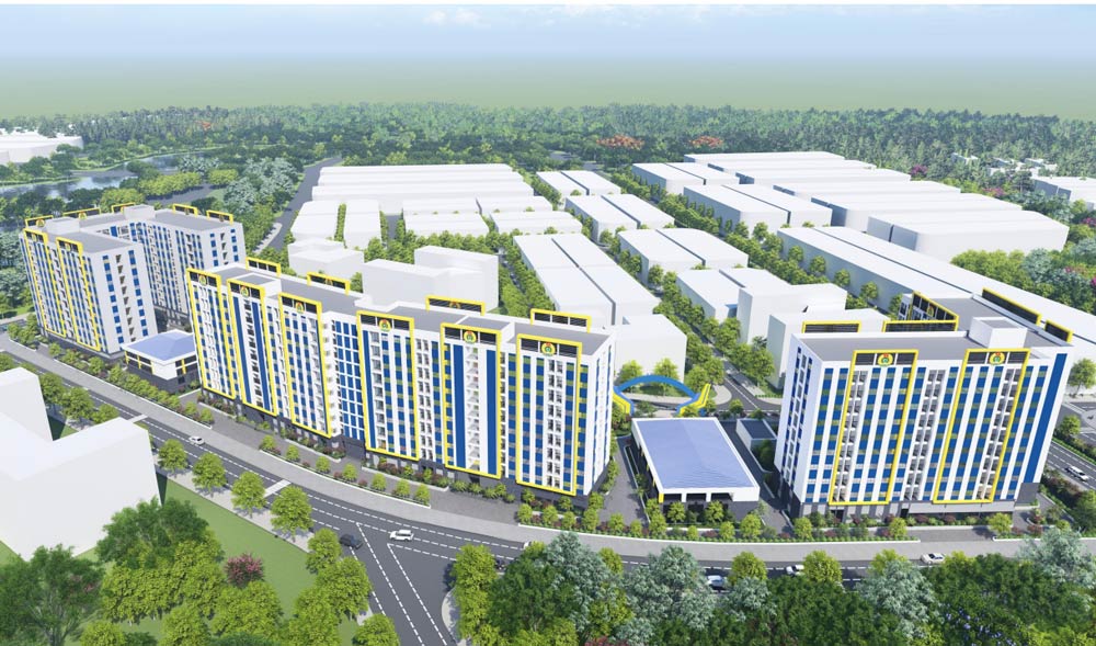 ダナン市ハイヴァン区の労働組合社会住宅プロジェクトのパノラマ写真。写真:ダナン労働組合.