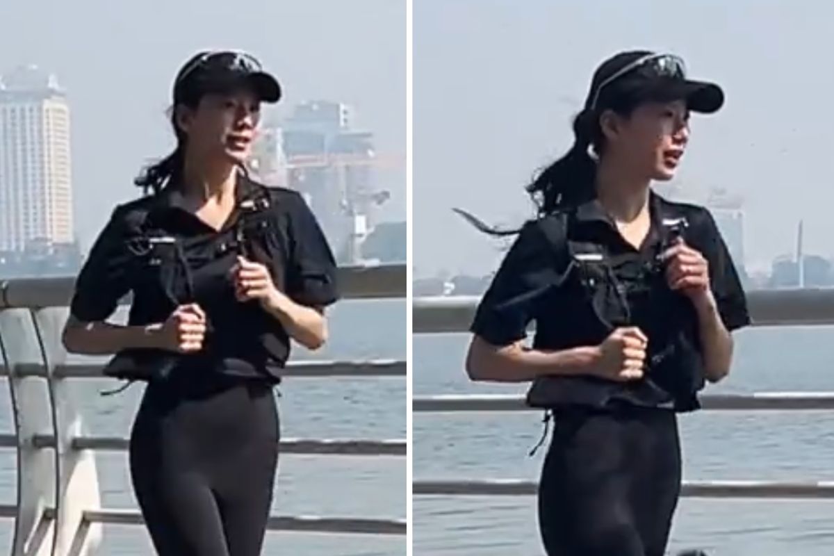 Suzy và Kim Seon Ho chạy bộ ở khu vực Hồ Tây. Ảnh: cắt từ video