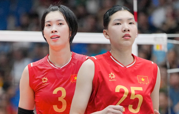 Thanh ThuyとBich Thuyは、SEA Games 33に参加する前に、ベトナム女子バレーボール代表チームの最後の親善試合に参加する機会を得ました。写真:ベトナムバレーボール