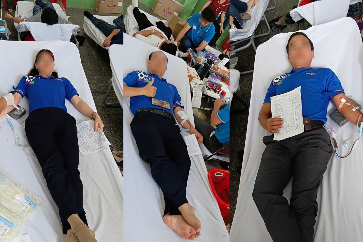 Co.opMart Vung Tauの労働組合員の一部がボランティア献血に参加。写真:CDCS