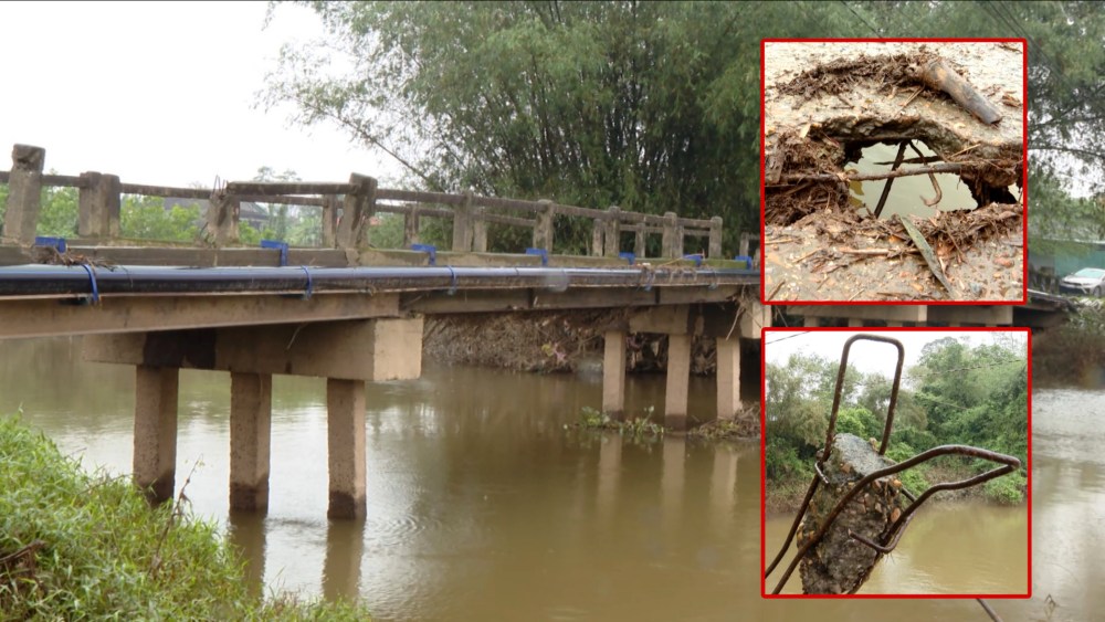 弱い橋はいつでも崩壊する可能性があり、選択肢がないため、依然として通行する必要があります。写真:Hung Tho