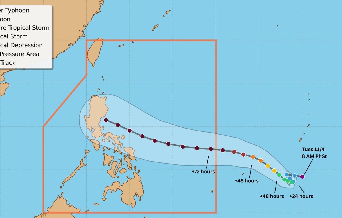 Forecast of the path of the depression after storm No. 13 Kalmaegi. Photo: Philippine Typhoon/Weather