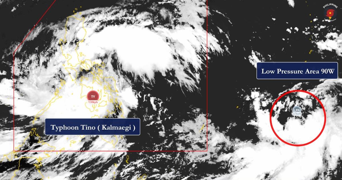 Bao Kalmaegi va ap thap nhiet doi gan Philippines sang 4.11.2025. Anh: JTWC/ PAGASA/ Philippine Typhoon Weather