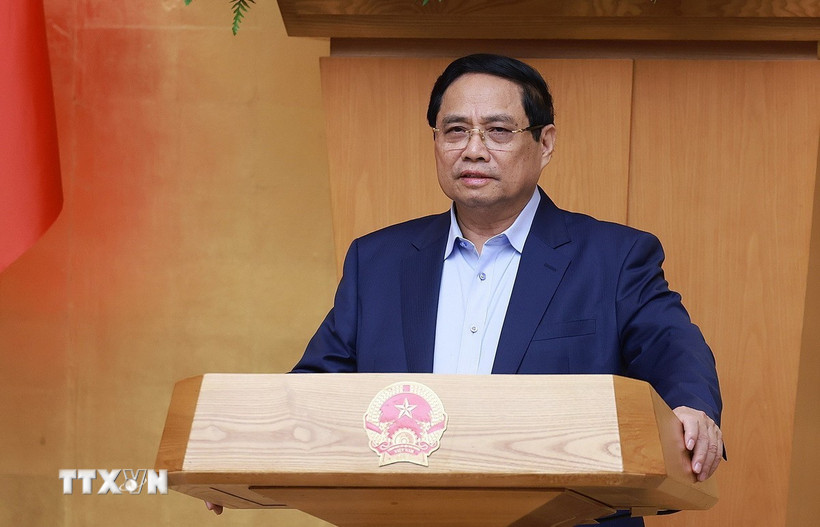 Politburo member and Prime Minister Pham Minh Chinh chaired a thematic Government meeting on the International Financial Center in Vietnam. Photo: VNA