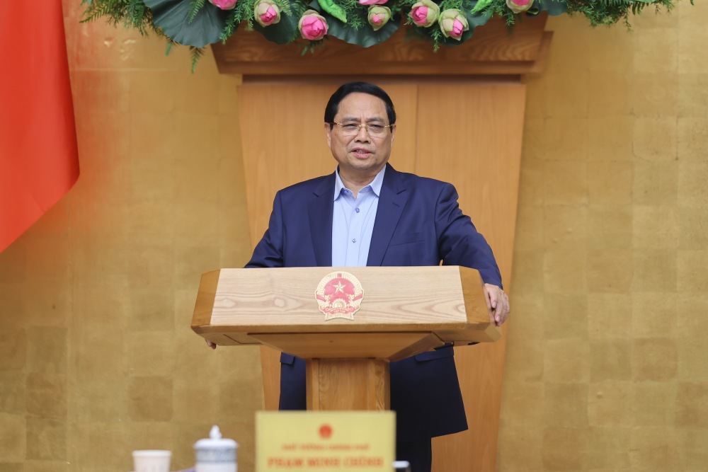 Politburo member and Prime Minister Pham Minh Chinh stated that the Decree on the establishment of an international financial center in Vietnam only stipulates the functions, tasks, powers, apparatus and personnel and human resources. Photo: Pham Dong