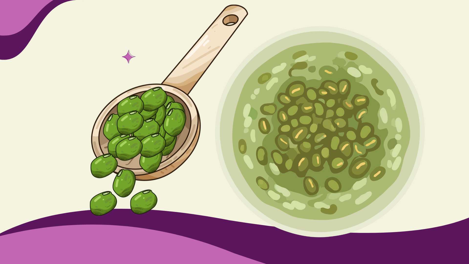 Green bean porridge cooked with squash and straw mushrooms helps reduce uric acid naturally. Graphic photo: Huong Son