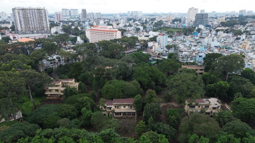 Cay coi um tum ben trong khu dat so 1 Ly Thai To,  noi sap tro thanh cong vien va Dai tuong niem nan nhan COVID-19. Anh: Anh Tu