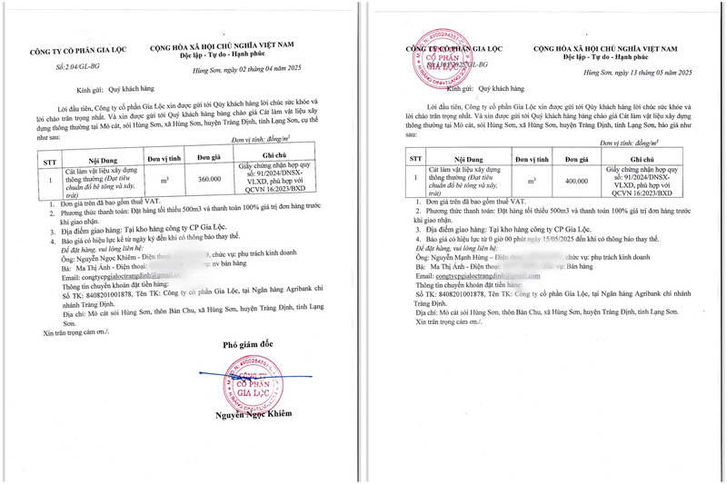 2 thong bao tang gia cua Mo cat, soi Hung Son duoc ra doi trong vong chi hon 1 thang. Anh: NVCC