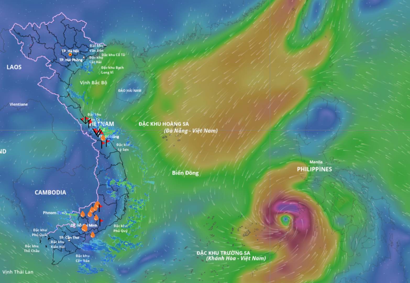 Updated location of storm No. 13 at 5:00 a.m. on November 5. Source: Vietnam Disaster Monitoring System