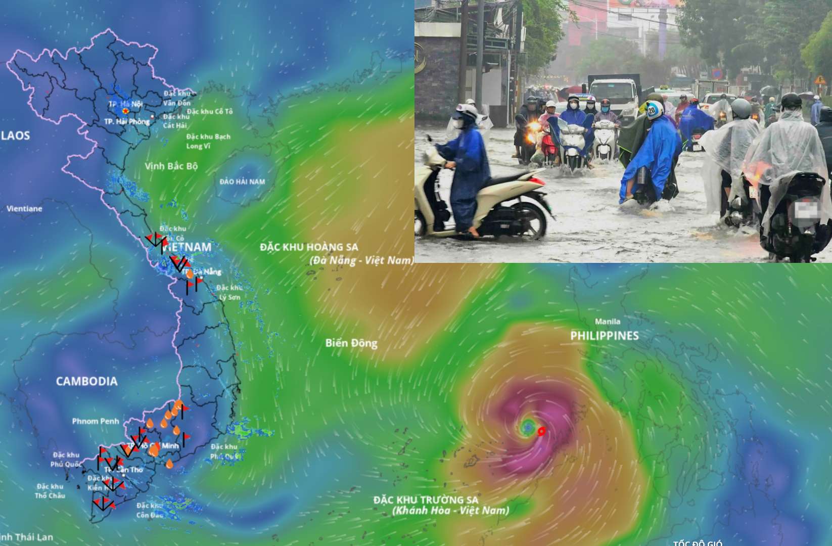 Warning many Central provinces to face heavy rain and strong winds due to storm No. 13 Kalmaegi. Photo: An An/Stock location: Vietnam Disaster Monitoring System