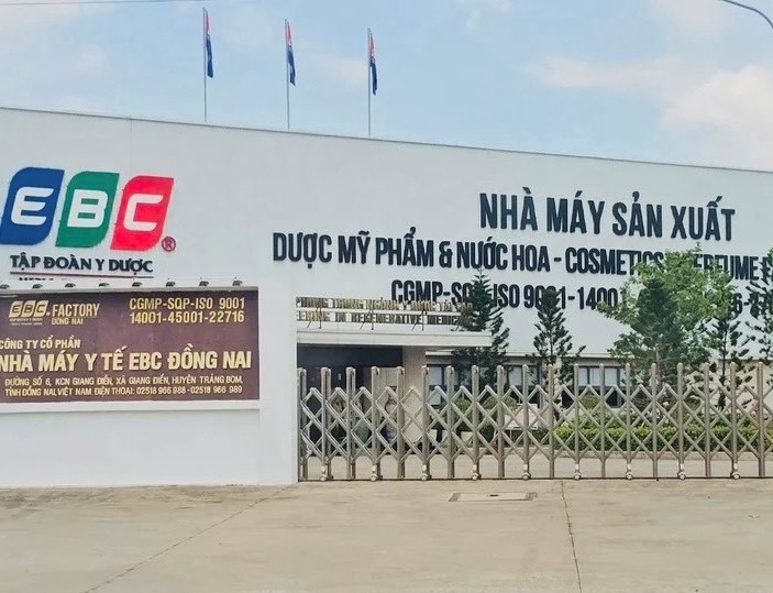 Nhà máy sản xuất của Công ty Cổ phần Nhà máy y tế EBC Đồng Nai. Ảnh: Công an tỉnh Đồng Nai