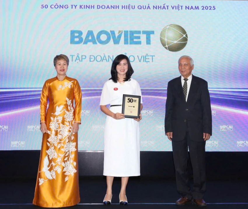 Bao Viet は、ベトナムで最も効果的なビジネス企業トップ 50 賞を受賞しました。写真：BHBV