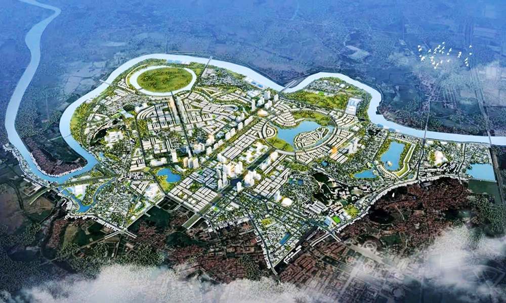 バクニン省、北西部新都市地域プロジェクト (ゾーン 1) の計画区域の斜視図。写真: 投資家