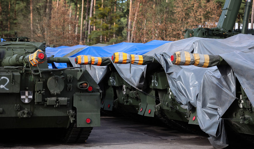 The Leopard 1 A5 battle tank at the Klietz sports ground in eastern Germany on February 23, 2024, before being handed over to Ukraine. Photo: AFP