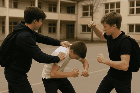Conmocion por el clip de un estudiante golpeado en Hung Yen. Foto ilustrativa: IA